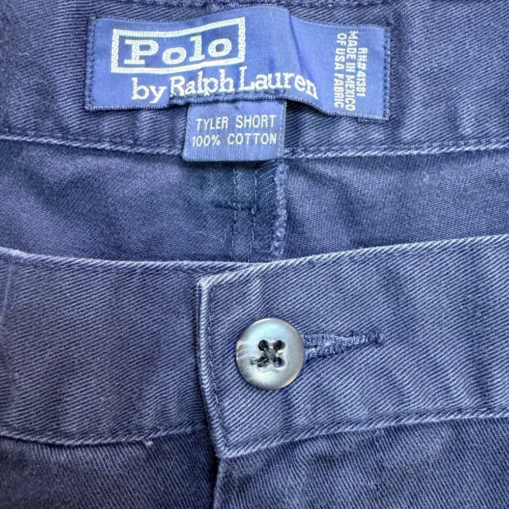 Vintage Polo Ralph Lauren Tyler Short Mens‎ 38 Black Fade Pleated Cotton Chino